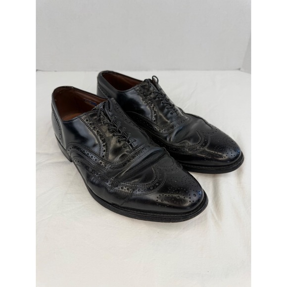Vintage Allen Edmonds Lloyd Black Leather Wingtip Oxford Dress Shoes Mens 8.5